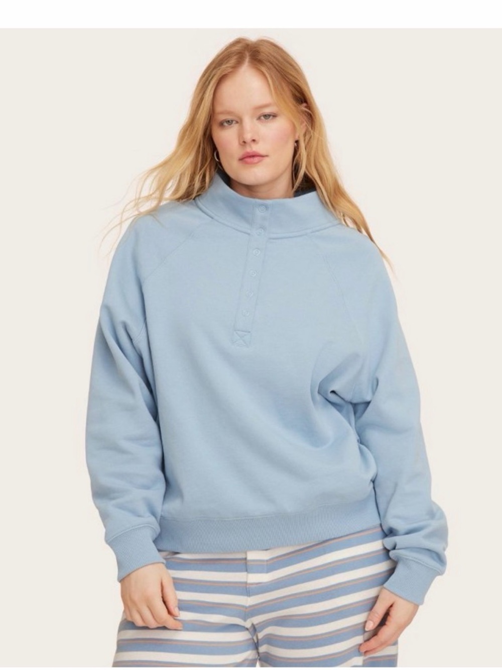 Parke x Target Snap Mockneck Sweatshirt, light blue
